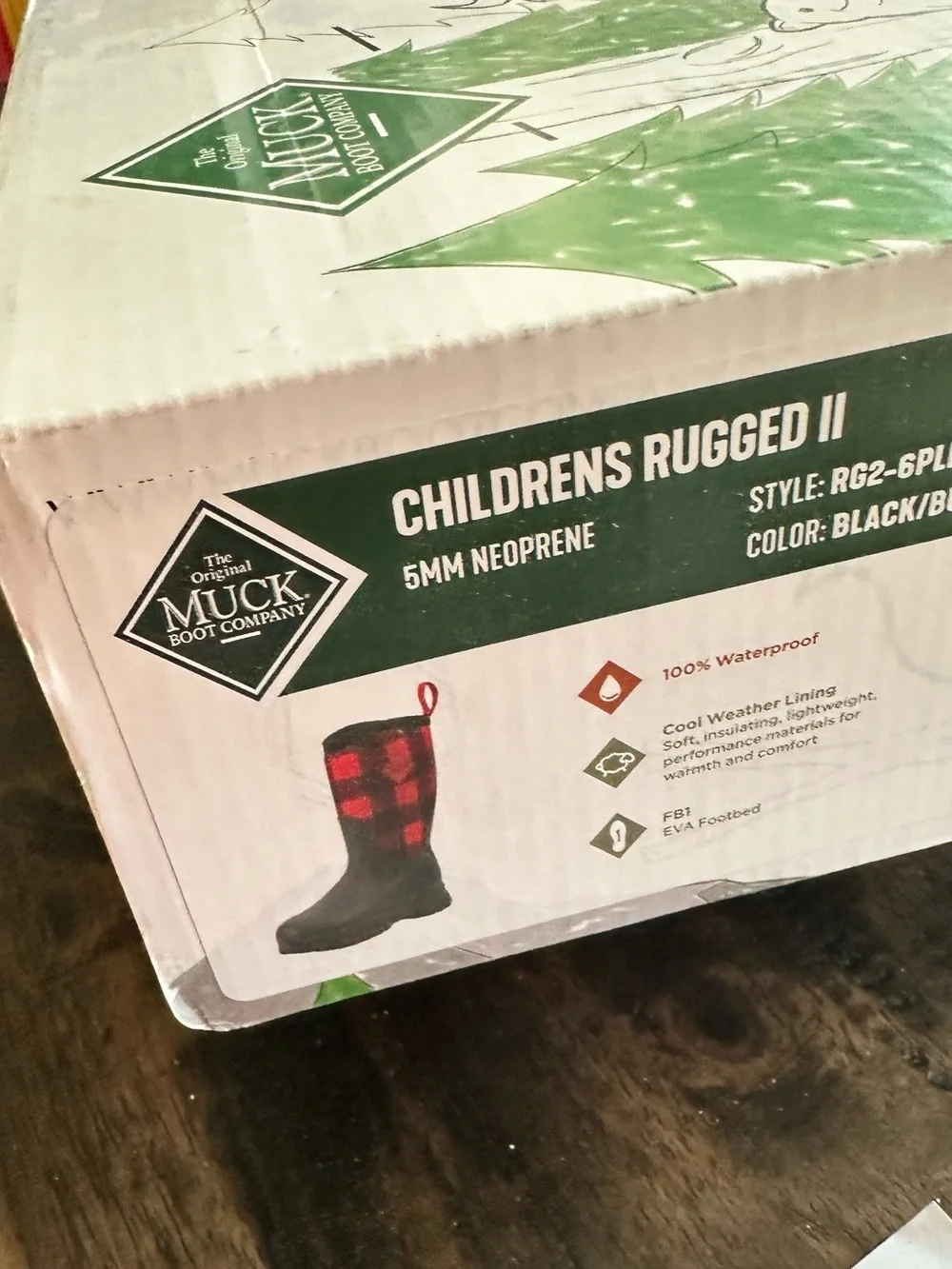 NIB The MUCK Boot Co Toddler/Kids Red Plaid Rugged II Rain Boot - Size C7